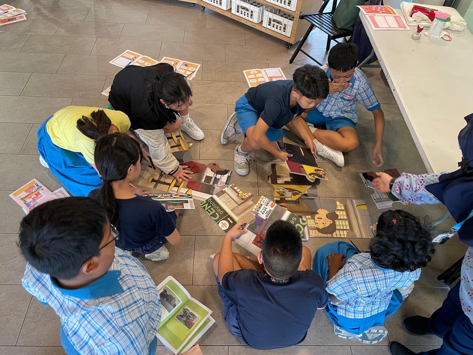 A group of pupils doing an activity at Geylang Serai.